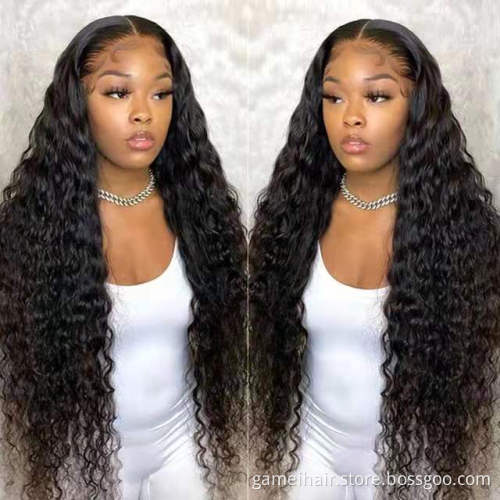 Unprocessed Brazilian Human Hair Full Lace Wig OEM Vendors Water Wave Virgin Cuticle Aligned Full Swiss Lace 100% Human Hair Wig